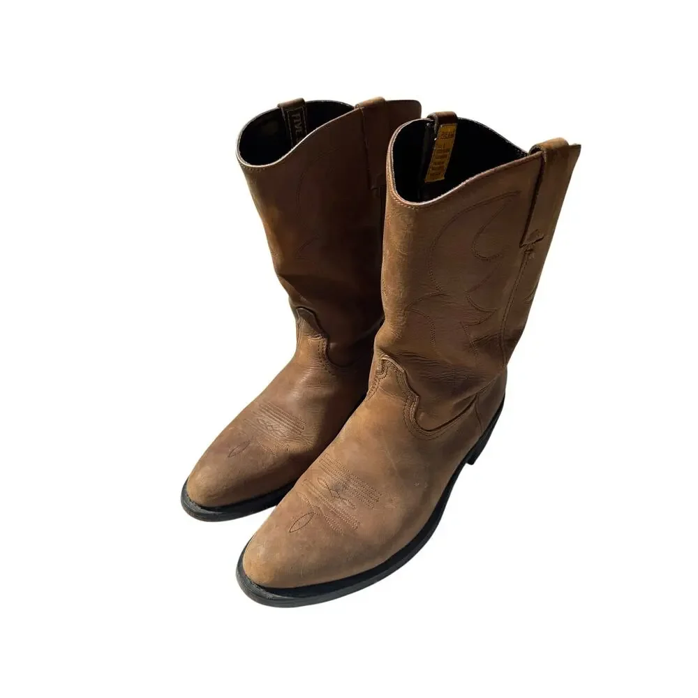 Five Star Western Roper Boots Brown Leather Cowboy Boots Men’s Size 9